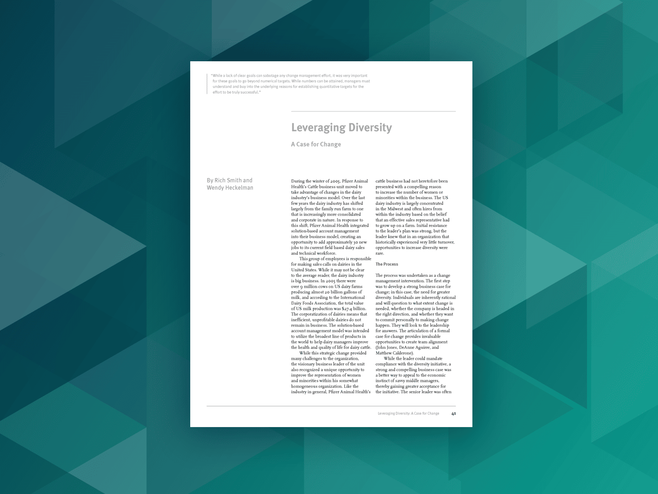 Leveraging Diversity: A Case for Change