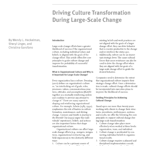 Driving Cultural Transformation During Large-Scale Change