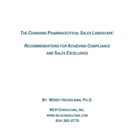 The Changing Pharmaceutical Sales Landscape Recommendations