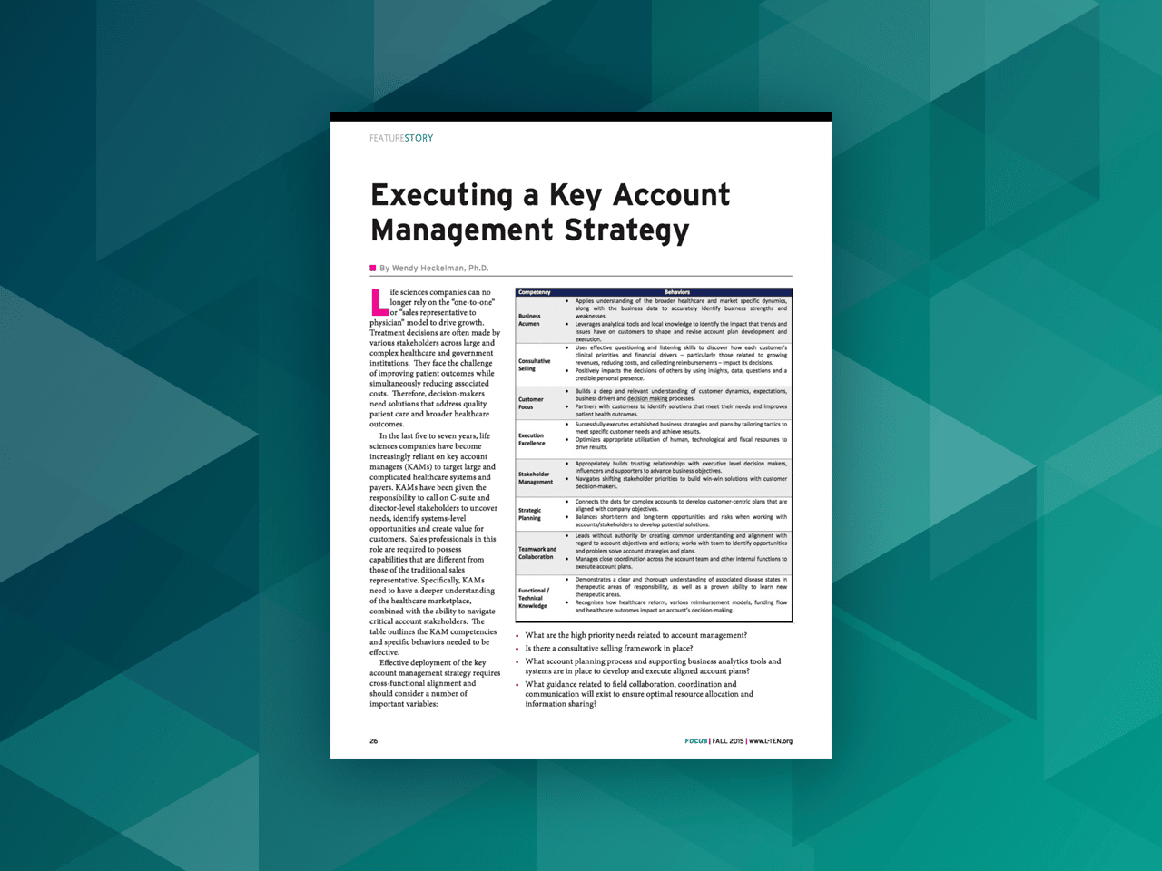 Executing a Key Account Management Strategy: The Transformative Role of Learning and Development