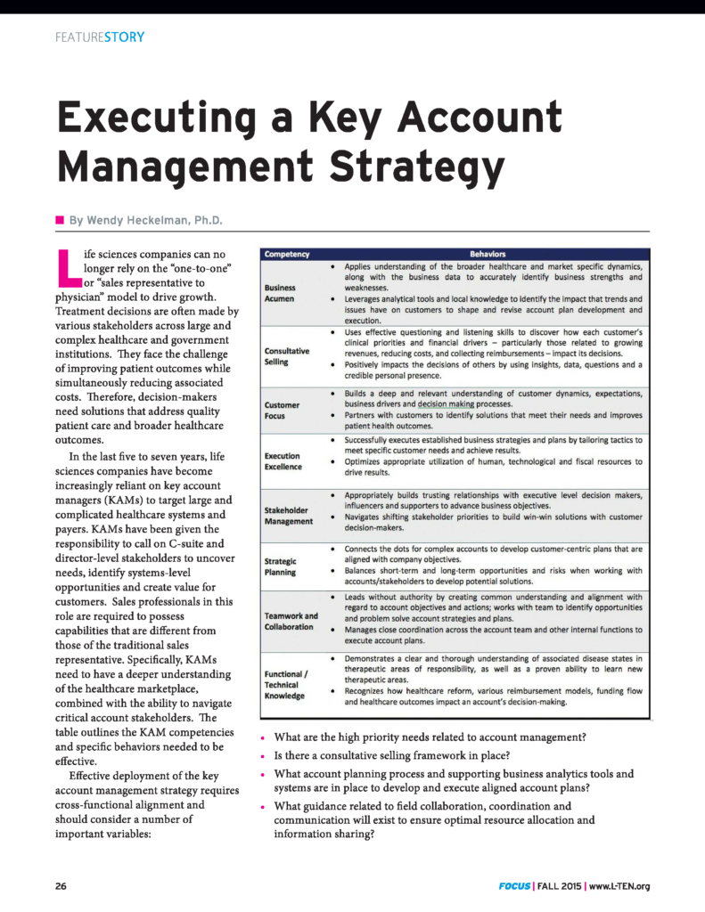 Executing A Key Account Management Strategy - WLH Consulting