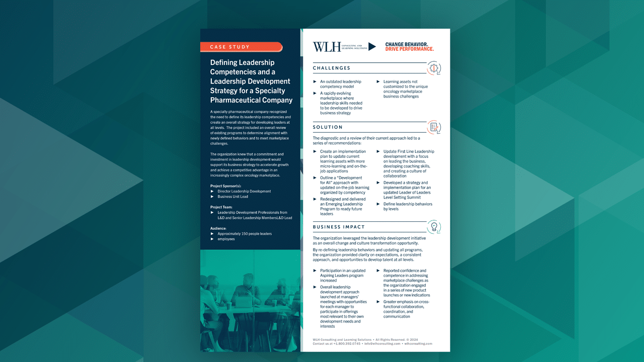 Defining Leadership Competencies and a Leadership Development Strategy for a Specialty Pharmaceutical Company