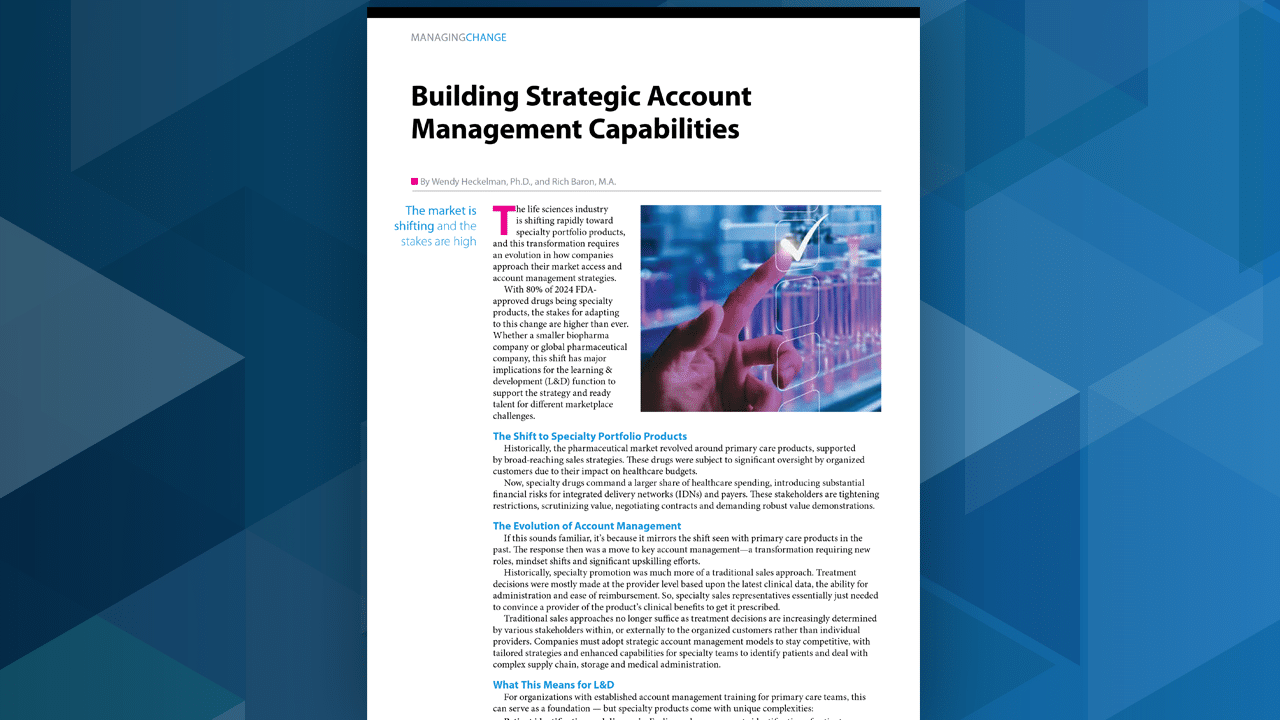 Building Strategic Account Management Capabilities