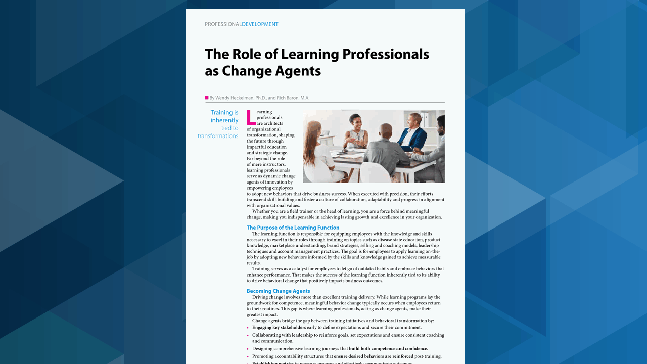The Role of Learning Professionals as Change Agents